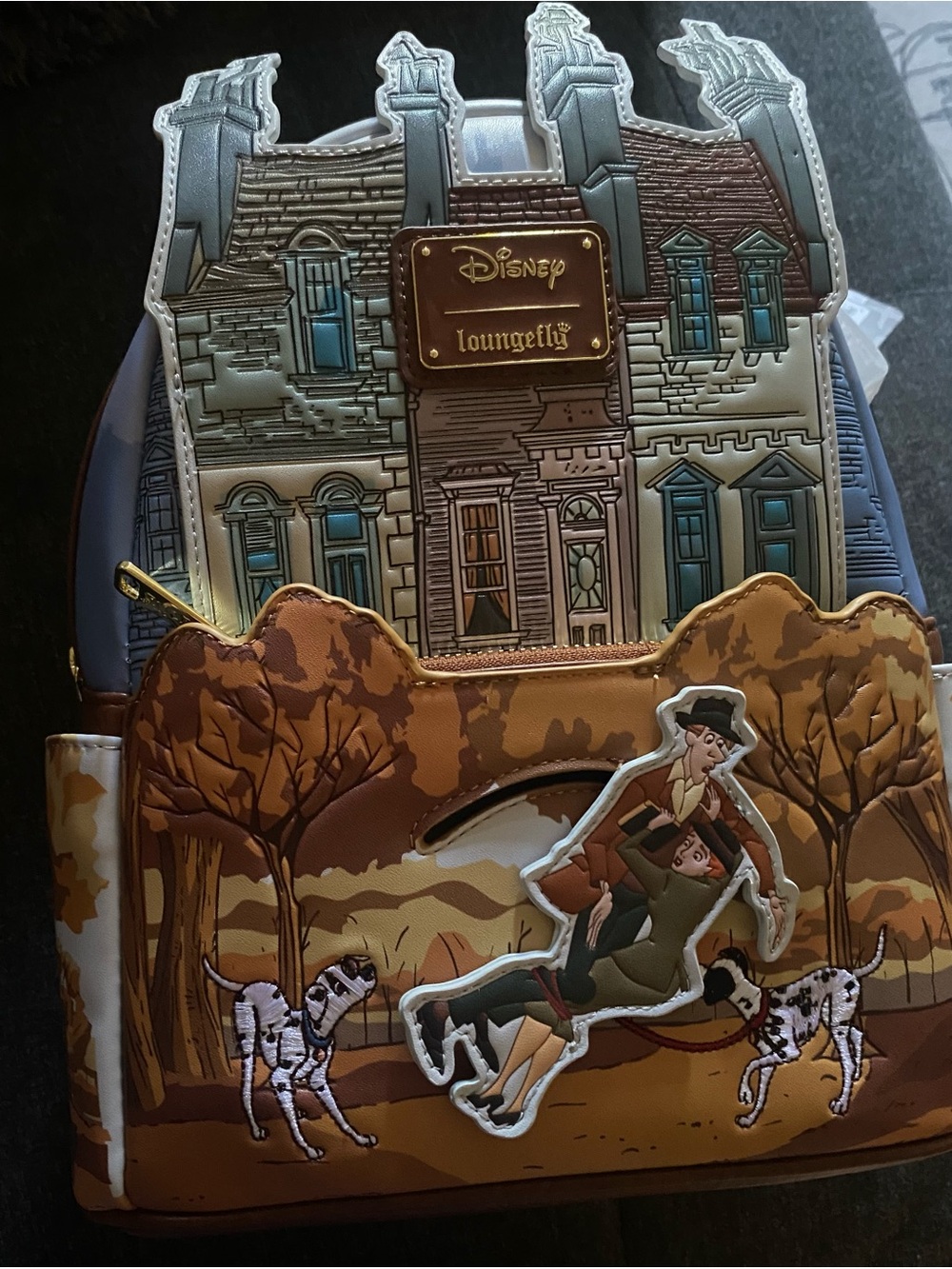 Loungefly 101 Dalmations ft Roger and Anita scene Mini Backpack